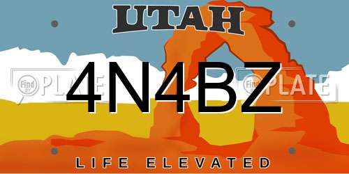4N4BZ Utah License Plate