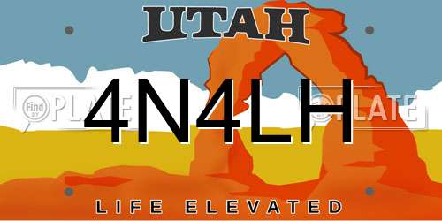 4N4LH Utah License Plate