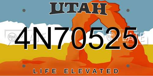 4N70525 Utah License Plate