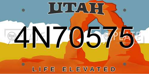 4N70575 Utah License Plate