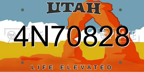 4N70828 Utah License Plate