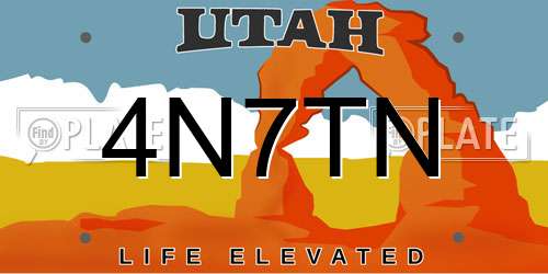 4N7TN Utah License Plate