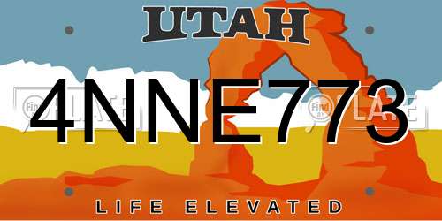4NNE773 Utah License Plate