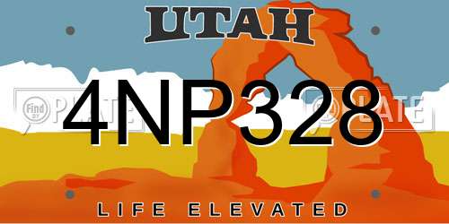 4NP328 Utah License Plate