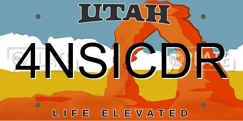 4NSICDR Utah License Plate