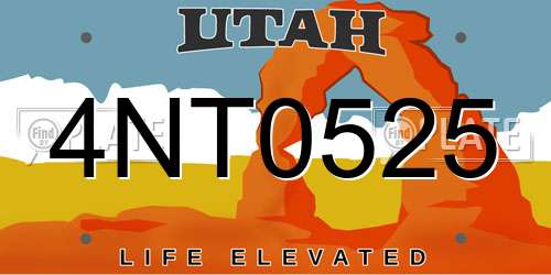 4NT0525 Utah License Plate