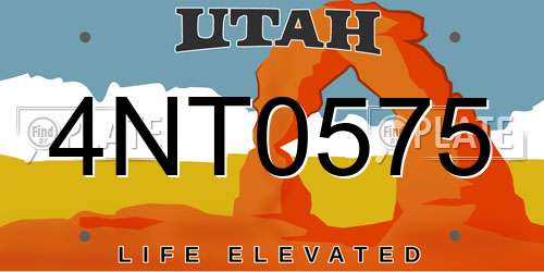 4NT0575 Utah License Plate