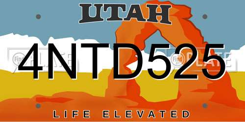 4NTD525 Utah License Plate
