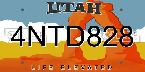 4NTD828 Utah License Plate