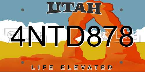 4NTD878 Utah License Plate