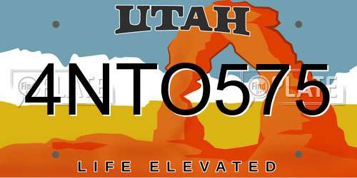 4NTO575 Utah License Plate