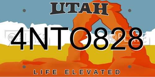 4NTO828 Utah License Plate