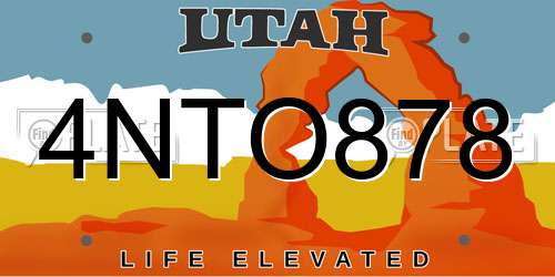 4NTO878 Utah License Plate