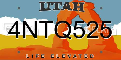 4NTQ525 Utah License Plate