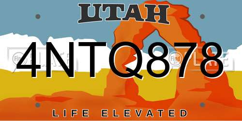 4NTQ878 Utah License Plate