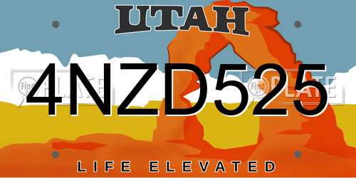 4NZD525 Utah License Plate