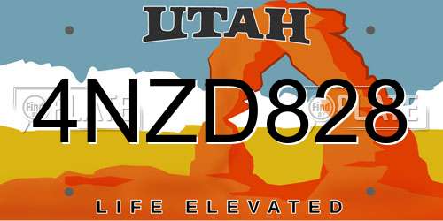 4NZD828 Utah License Plate