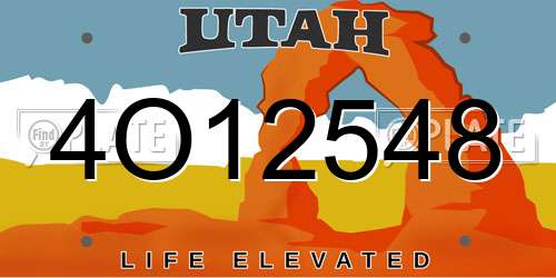 4O12548 Utah License Plate