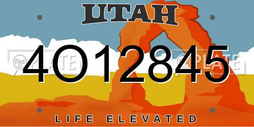 4O12845 Utah License Plate