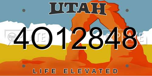 4O12848 Utah License Plate