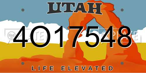 4O17548 Utah License Plate
