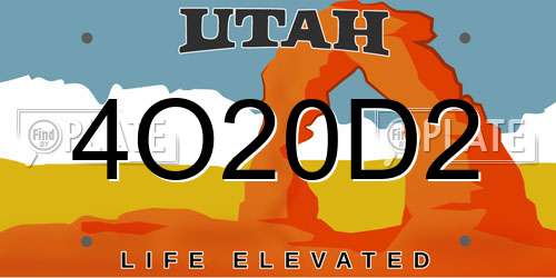 4O20D2 Utah License Plate