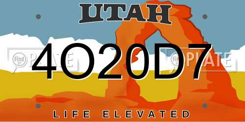 4O20D7 Utah License Plate