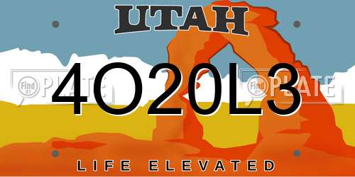 4O20L3 Utah License Plate