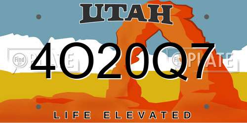 4O20Q7 Utah License Plate