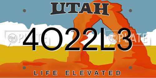 4O22L3 Utah License Plate