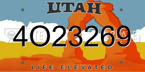 4O23269 Utah License Plate