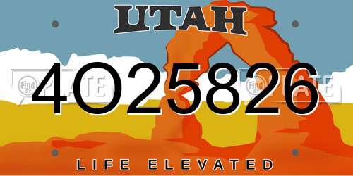 4O25826 Utah License Plate
