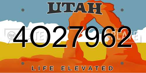 4O27962 Utah License Plate