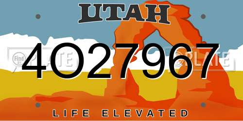 4O27967 Utah License Plate