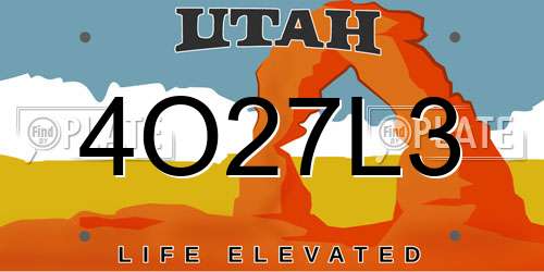 4O27L3 Utah License Plate