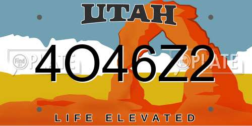 4O46Z2 Utah License Plate