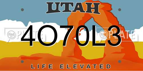 4O70L3 Utah License Plate