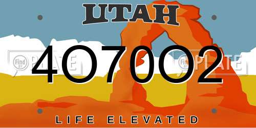 4O70O2 Utah License Plate