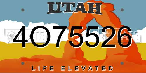 4O75526 Utah License Plate