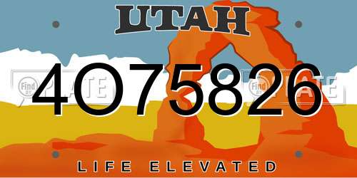 4O75826 Utah License Plate