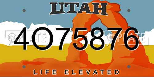 4O75876 Utah License Plate