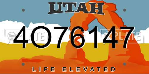 4O76147 Utah License Plate