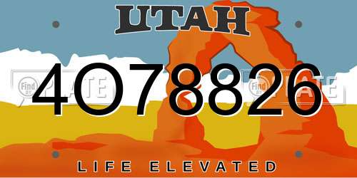 4O78826 Utah License Plate