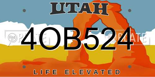 4OB524 Utah License Plate
