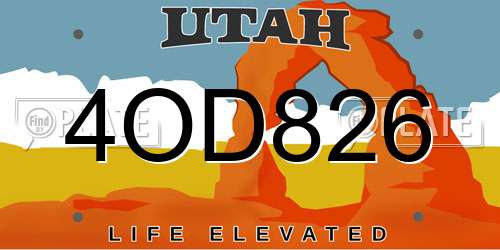 4OD826 Utah License Plate