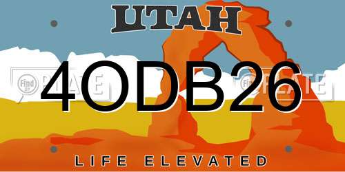4ODB26 Utah License Plate