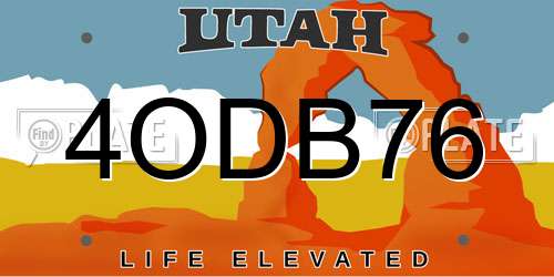 4ODB76 Utah License Plate