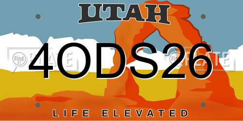 4ODS26 Utah License Plate