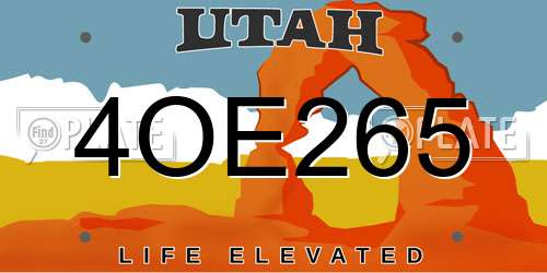 4OE265 Utah License Plate