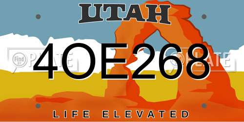 4OE268 Utah License Plate